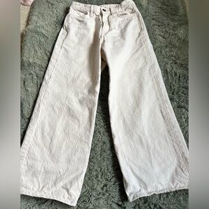 COS Wide Leg High Rise Ankle Length Denim Jeans White Size 25